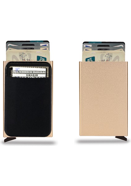 Altın Tarzı Dıenqı Rfid Akıllı Cüzdan Kart Tutucu Metal Ince Ince Erkek Kadın Cüzdanlar Pop Up Minimalist Cüzdan Küçük Siyah Cüzdan Metal Cüzdan Valet (Yurt Dışından)