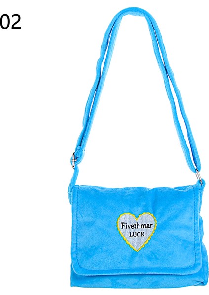 No.2 Tarzı Kadın Tote Çantaları Tüylü Kalp Desen Peluş Yumuşak Koltuk Altı Omuz Çantası Rahat Yumuşak Çapraz Çanta Kavrama El Çantası (Yurt Dışından)