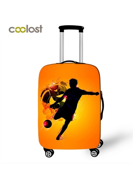 Xt ZQ01 Stili Xl Beden Erkek Çocuklar Için Futbol Baskılı Bavul Koruyucu Kapak Ateşlı Seyahat Aksesuarları Elastik Bagaj Kılıfı (Yurt Dışından)