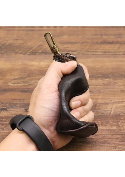 Kırmızı Stil Gerçek Inek Derisi Hizmetçi Küçük Yuvarlak Sütunlu Anahtarlık Erkek Araba Anahtar Cüzdanı Madeni Para Cüzdanı Retro Kovalar Anahtarlar Kılıf Çanta (Yurt Dışından)