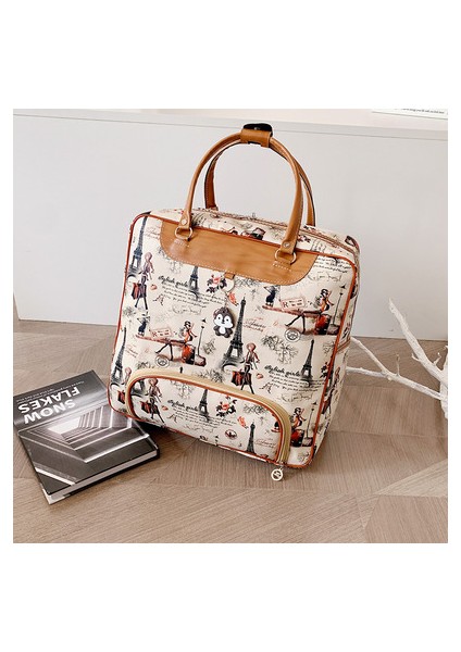 No.3 Tarzı 2021 Bayan Seyahat Çantaları Kadınlar Büyük Kapasite Su Geçirmez Yüzme Çantası Çizgi Film Baskılı Valiz Casual Seyahat Çantası Pu Deri (Yurt Dışından)