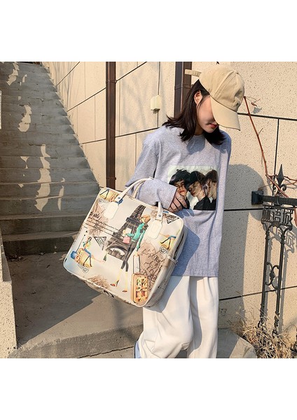 No.3 Tarzı 2021 Bayan Seyahat Çantaları Kadınlar Büyük Kapasite Su Geçirmez Yüzme Çantası Çizgi Film Baskılı Valiz Casual Seyahat Çantası Pu Deri (Yurt Dışından) fırsatları