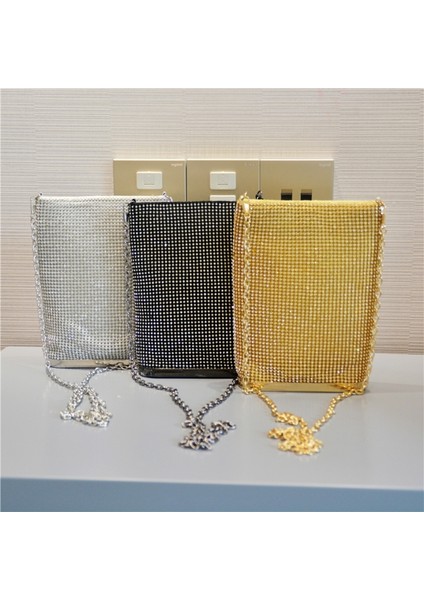 Siyah Stil Kadınlar Için Parlak Taşlı Omuz Zincirli El Çantası Balo Parti Akşam Yemeği Için Çanta (Yurt Dışından) fiyatları