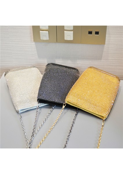 Siyah Stil Kadınlar Için Parlak Taşlı Omuz Zincirli El Çantası Balo Parti Akşam Yemeği Için Çanta (Yurt Dışından) modelleri