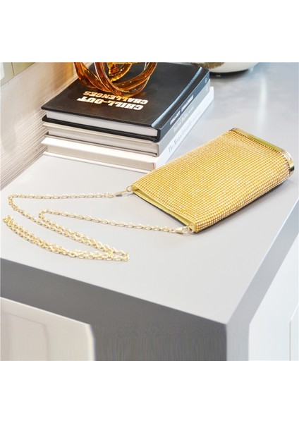 Siyah Stil Kadınlar Için Parlak Taşlı Omuz Zincirli El Çantası Balo Parti Akşam Yemeği Için Çanta (Yurt Dışından) indirimleri