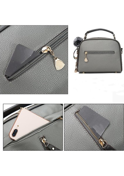 Siyah Stil Lüks Çapraz Vücut Çantaları Püsküllü Messenger Omuz Çantası Kadın Pu Deri El Çantası Bayan Boston Saç Topu Messenger Çantalar Bayanlar (Yurt Dışından) indirimleri