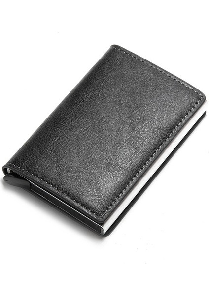 Gri 9810 Stili Alüminyum Kredi Kartı Iş Mini Cüzdan Erkek Kadın Akıllı Deri Cüzdan Rfid Kart Tutucu Para Klipsi ile (Yurt Dışından)