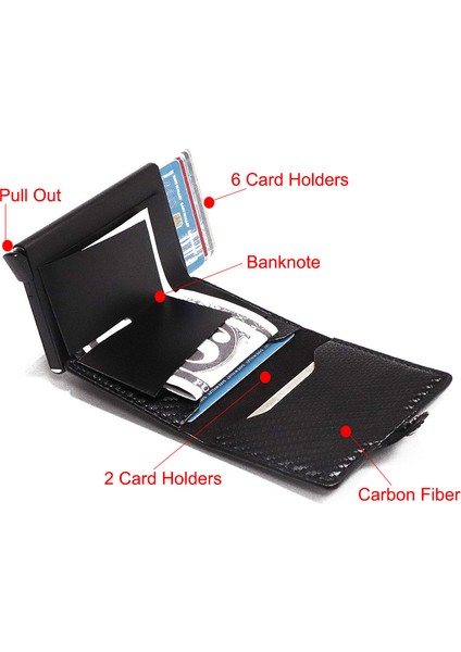 TQ012-SIYAH Stil Rfıd Kartlık ile Organizatörlü Madeni Para Cebi Moda Karbon Fiber Kredi Kartı Tutucu Erkek Ince Cüzdan Hırsızlık Korumalı Kart Kılıfı (Yurt Dışından) modelleri