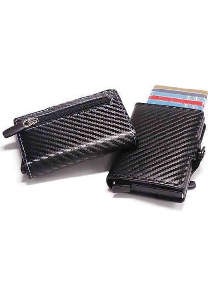 TQ012-SIYAH Stil Rfıd Kartlık ile Organizatörlü Madeni Para Cebi Moda Karbon Fiber Kredi Kartı Tutucu Erkek Ince Cüzdan Hırsızlık Korumalı Kart Kılıfı (Yurt Dışından) fırsatları