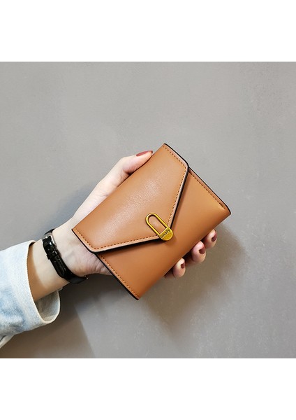 Kahverengi Tarzı Yeni Kadın Cüzdanları Deri Cüzdan Moda Üç Katlı Basit Siyah Kısa Cüzdan Yüksek Kaliteli Küçük Bozukluk Cebi Deri Küçük Cüzdan (Yurt Dışından)