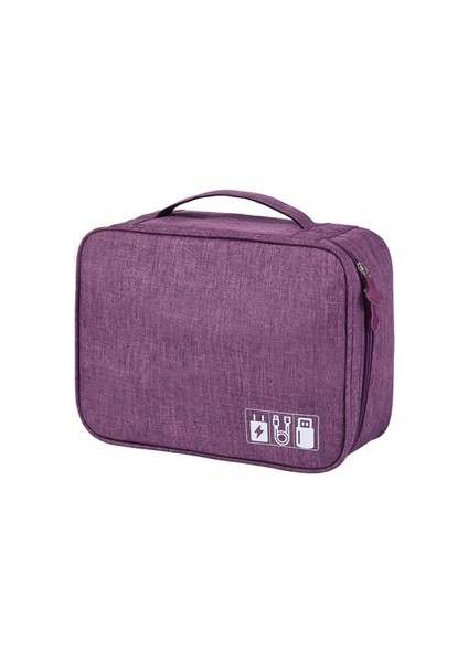 Mor Tarzı Çok Fonksiyonlu Taşınabilir Kablo Dijital Depolama Çantası Organizatörü USB Gadget Şarj Kabloları Makyaj Fermuar Su Geçirmez Seyahat Aksesuarları (Yurt Dışından)