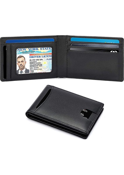 Mavi Stil Erkek Gerçek Deri Iş Cüzdanı Kredi Kartı Tutucu Rfıd Bloke Anti Hırsızlık Ultra Ince Cüzdan Için Mini Men's Genuine Leather Business Wallet For Men (Yurt Dışından)