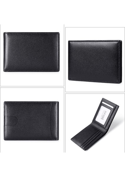 Mavi Stil Erkek Gerçek Deri Iş Cüzdanı Kredi Kartı Tutucu Rfıd Bloke Anti Hırsızlık Ultra Ince Cüzdan Için Mini Men's Genuine Leather Business Wallet For Men (Yurt Dışından)