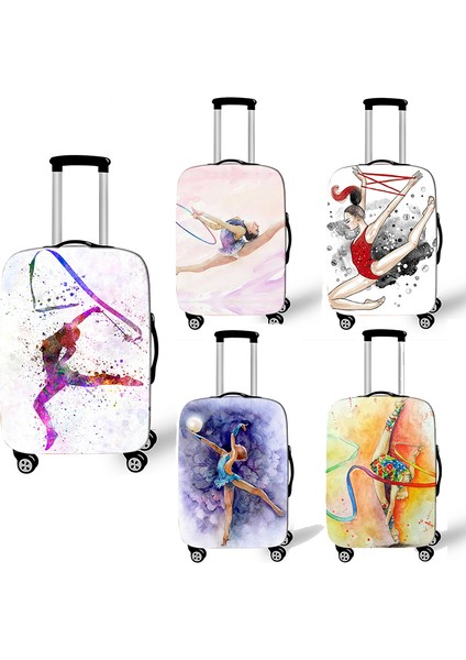 PXTGYMC08CW Stili M Beden Cimnastik Ritmik Baskı Valiz Kılıfı Anti-Toz Seyahat Elastik Tekerlekli Valiz Kapağı (Yurt Dışından) fırsatları