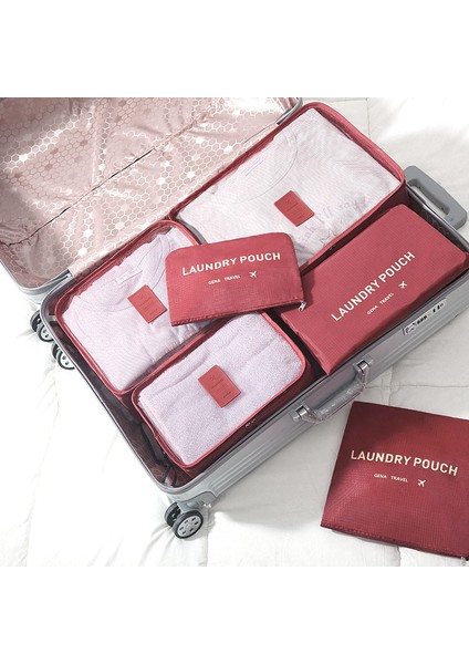 Kırmızı Stil Seyahat Depolama Çantası Seti Kıyafet Düzenleyici Dolap Valiz Torbası Seyahat Organizatör Çanta Kılıf Ayakkabı Paketleme Küp Çanta (Yurt Dışından) fırsatları