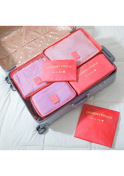 Kırmızı Stil Seyahat Depolama Çantası Seti Kıyafet Düzenleyici Dolap Valiz Torbası Seyahat Organizatör Çanta Kılıf Ayakkabı Paketleme Küp Çanta (Yurt Dışından) indirimleri