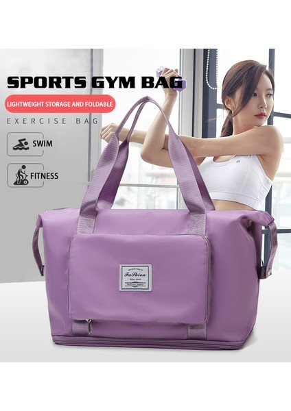 Siyah Stil Büyük Kapasiteli Katlanabilir Seyahat Çantaları Su Geçirmez Valiz Tote El Çantası Seyahat Spor Çantası Çok Fonksiyonlu Kadın Omuz Çantası Dropship (Yurt Dışından) modelleri