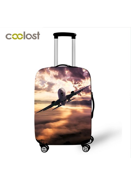 PXTCAR06 Stili L Beden Seyahat Için Moda Araba Uçak Baskılı Bavul Kılıfı Anti-Toz Valiz Koruyucu Kapak Bagaj Trolley Kılıf Kapağı (Yurt Dışından)