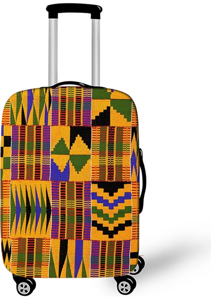 PXTAFROPA01 Stili S Beden Afro Desen Baskılı Seyahat Valizi Kılıfı - Elastik Seyahat Trolley Koruyucu Kılıf (Yurt Dışından)