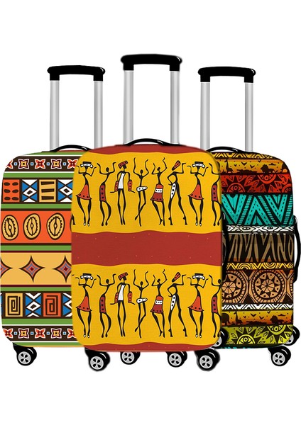 PXTAFROPA01 Stili S Beden Afro Desen Baskılı Seyahat Valizi Kılıfı - Elastik Seyahat Trolley Koruyucu Kılıf (Yurt Dışından) modelleri