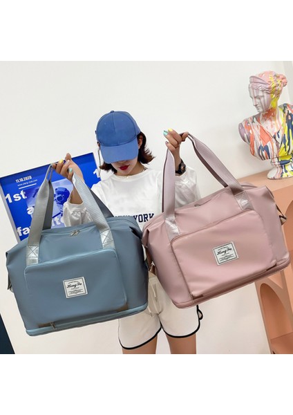 Siyah Stil Büyük Kapasiteli Katlanabilir Seyahat Valizi Su Geçirmez Spor Kadınlar Spor Çantaları Omuz Çantası Kadın Eğitim Seyahat Taşıma Saplı Çanta (Yurt Dışından) indirimleri