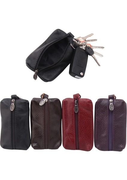 1 ADET-10X10X2CM Tarzı Anahtar Kılıfı Pu Deri Erkek Kadın Cüzdan Anahtar Tutucu Ev Sahibesi Kapak Fermuar Çantası Anahtarlık Kapak Anahtarlar Organizatör Kart Çantası (Yurt Dışından)