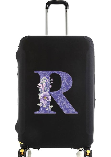 8mor Çiçek R Stili S Beden Valiz Kılıfı Bavul Koruyucu Kapak Mor Çiçek Harf Isim Desen Seyahat Elastik Valiz Toz Kapağı Uygula Valiz (Yurt Dışından)
