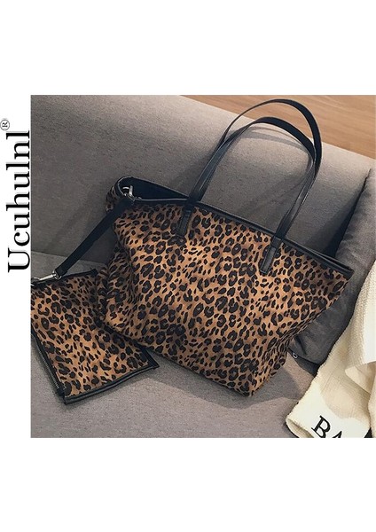 Kumral Tarzı Moda Retro Omuz Çantası Kadın Yeni Leopar Çanta Süper Büyük Kapasiteli Tek Omuzlu Kavram Seyahat Çantaları Tote (Yurt Dışından) fiyatları