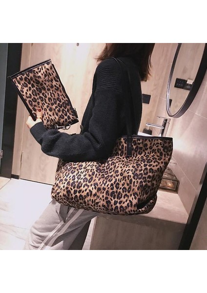 Kumral Tarzı Moda Retro Omuz Çantası Kadın Yeni Leopar Çanta Süper Büyük Kapasiteli Tek Omuzlu Kavram Seyahat Çantaları Tote (Yurt Dışından) modelleri