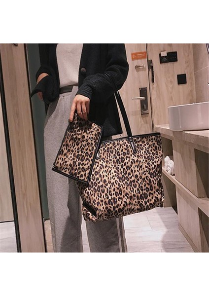 Kumral Tarzı Moda Retro Omuz Çantası Kadın Yeni Leopar Çanta Süper Büyük Kapasiteli Tek Omuzlu Kavram Seyahat Çantaları Tote (Yurt Dışından) indirimleri