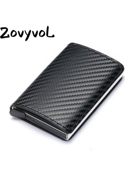 Eyu Kahverengi X-12C Stili Zovyvol Alüminyum Cüzdan Metal Kredi Kartı Tutucu Otomatik Esnek Pu Deri Anti-Hırsızlık Rfid Engelleme Cüzdan Pasaport Tutucu Erkek (Yurt Dışından)