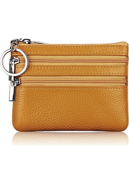 Turuncu Tarzı Inek Derisi Ince Bozuk Para Cüzdanı Kadın Bozuk Para Cüzdanı Erkek Fermuarlı Cüzdan Kart Tutucu (Yurt Dışından)