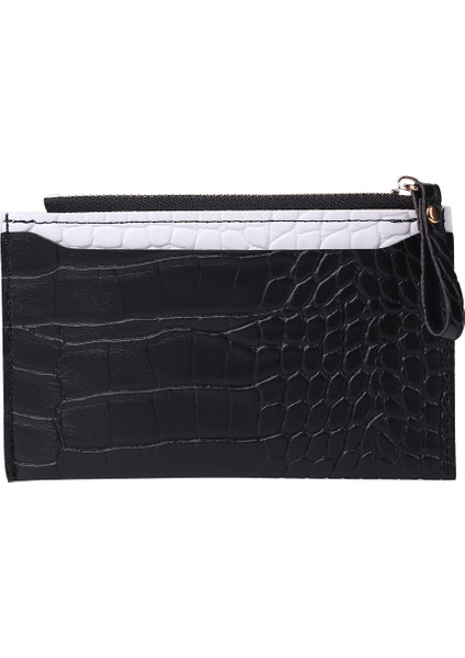 Siyah Bir Stil Moda Kadın Pu Deri Timsah Desenli Kartlık Casual Bayanlar Kontrast Renkli Cüzdan Mini Bozuk Para Cüzdanı (Yurt Dışından)