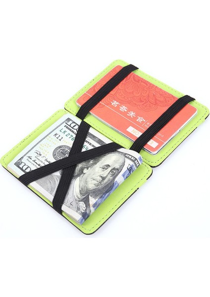 Yeşil Stil Iskybob Yeni Sıcak Satış Unisex Deri Sihirli Para Kelepçe Cüzdan Para Carteras Kart ve Kimlik Tutucu Kelepçe Para Kılıfı Elastik Bant ile (Yurt Dışından) fırsatları