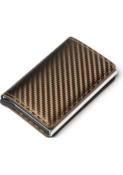TQ012-KAHVERENGI Stil Alüminyum Kredi Kartı Iş Mini Cüzdan Erkek Kadın Akıllı Deri Cüzdan Rfid Kart Tutucu Para Klipsi ile (Yurt Dışından)