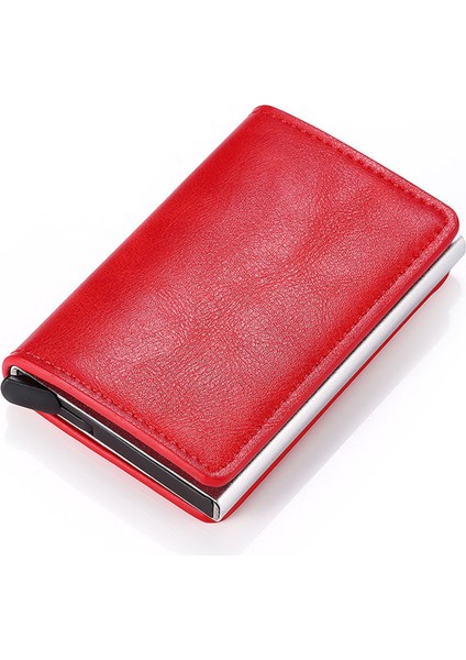 K9109 Kırmızı Stil Zovyvol Kurşun Erkek Kadın Akıllı Cüzdan Iş Kart Tutucu Kilit Rfid Cüzdan Alüminyum Metal Kredi Iş Mini Kart Cüzdanı (Yurt Dışından)