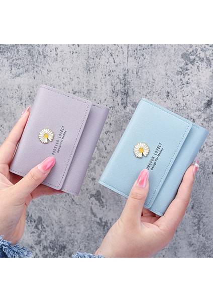 Kırmızı Stil 2021 Yeni Kadın Cüzdanı Kısa Papatya Küçük Üç Katlı El Yapımı Cüzdan Çoklu Kart Kartlık Bozuk Para Cüzdanı Lüks Tasarımcı Cüzdan (Yurt Dışından) indirimleri