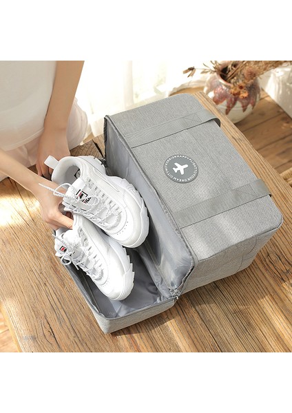 Gri Tarzı Seyahat Çantası Valiz Düzenleyici Kıyafet Ayakkabı Saklama Çantası Tuvalet Kozmetik Islak Kuru Ayrımı Büyük Kapasiteli El Çantası Su Geçirmez (Yurt Dışından) fırsatları