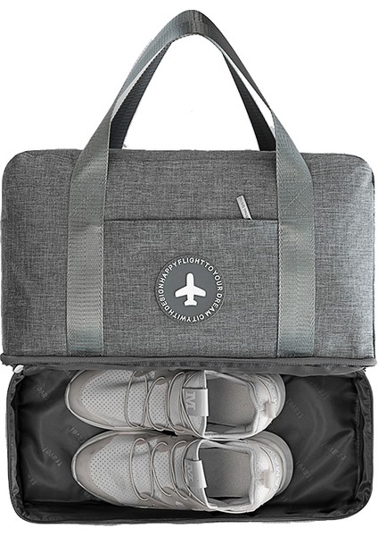 Gri Tarzı Seyahat Çantası Valiz Düzenleyici Kıyafet Ayakkabı Saklama Çantası Tuvalet Kozmetik Islak Kuru Ayrımı Büyük Kapasiteli El Çantası Su Geçirmez (Yurt Dışından) indirimleri