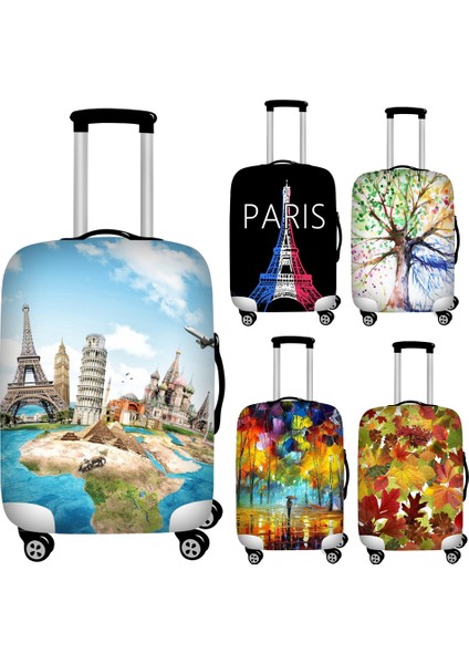 Z4053 Stili L Beden Twoheartsgirl Esnek Paris Baskılı Seyahat Valizi Kapakları Su Geçirmez Bavul Kılıfı 18''-32'' Boyunca Seyahat Aksesuarları (Yurt Dışından) indirimleri