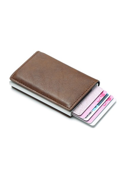 Kahve 9810 Stili Bycobecy Antitheft Erkek Vintage Kredi Kartı Tutucu Rfid Cüzdan Deri Unisex Güvenlik Cüzdanı Kadın Sihirli Cüzdan (Yurt Dışından)