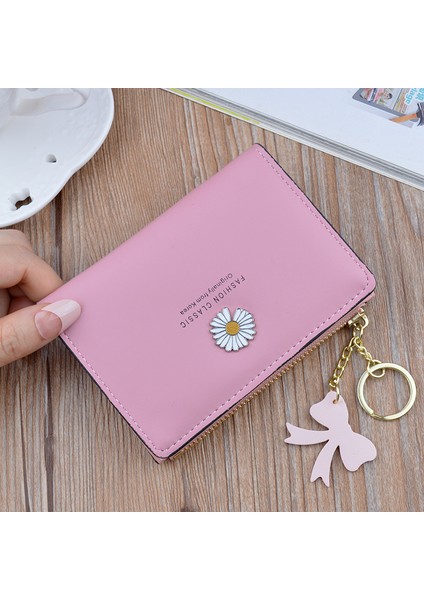 E Stili Bayan Kısa Cüzdan Yeni Moda Tasarım Küçük Papatya Kartlık Yüksek Pu Fermuarlı Para Çantası Basit Fermuarlı Cüzdanlar (Yurt Dışından)
