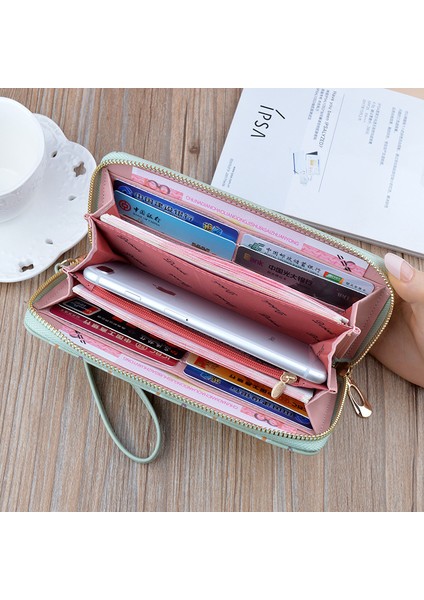 Mavi Stil Büyük Kapasiteli Kadın Cüzdan Yeni Moda El Cüzdanı Uzun Fermuarlı Cüzdan Yumuşak Cüzdan Küçük Çiçek Değişim Cep Telefonu Çantası (Yurt Dışından) fırsatları