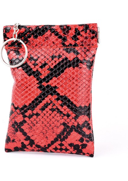 Kırmızı Stil Anahtar Cüzdan Anahtarlık Ev Sahibi Kılıf Moda Yılan Desen Anahtarlık Tutucu Çanta Kadın Erkek Pu Deri Küçük Araba Anahtarı Çantası (Yurt Dışından)