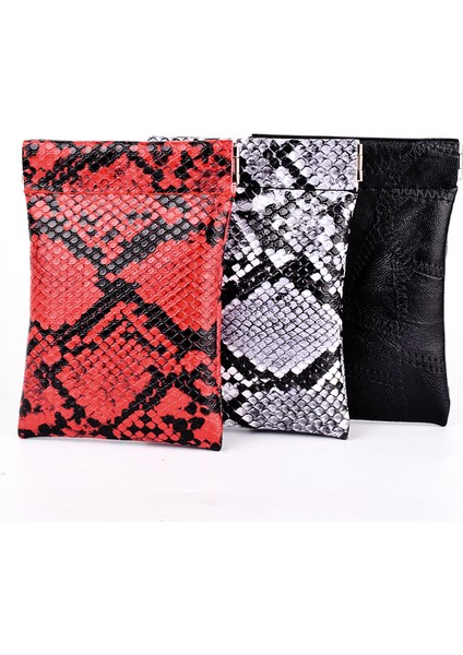 Kırmızı Stil Anahtar Cüzdan Anahtarlık Ev Sahibi Kılıf Moda Yılan Desen Anahtarlık Tutucu Çanta Kadın Erkek Pu Deri Küçük Araba Anahtarı Çantası (Yurt Dışından)