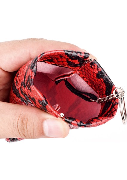 Kırmızı Stil Anahtar Cüzdan Anahtarlık Ev Sahibi Kılıf Moda Yılan Desen Anahtarlık Tutucu Çanta Kadın Erkek Pu Deri Küçük Araba Anahtarı Çantası (Yurt Dışından)