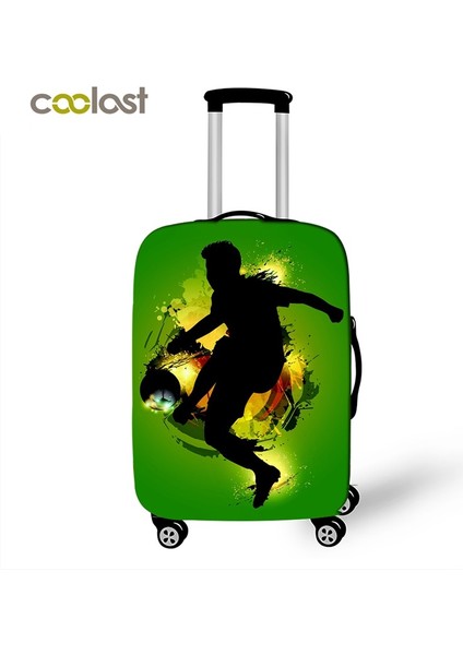 Xt ZQ04 Stili Xl Beden Erkek Çocuklar Için Futbol Baskılı Bavul Koruyucu Kapak Ateşlı Seyahat Aksesuarları Elastik Bagaj Kılıfı (Yurt Dışından)