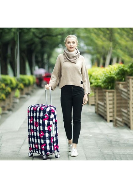 No.4 Tarzı S Beden 1 Adet Valiz Kılıfı Streç Kutu Seti Bavul Seyahat Kılıfı Koruyucu Bavul Kılıfı Baskılı Çizgili Toz Örtüsü Seyahat Aksesuarları (Yurt Dışından)