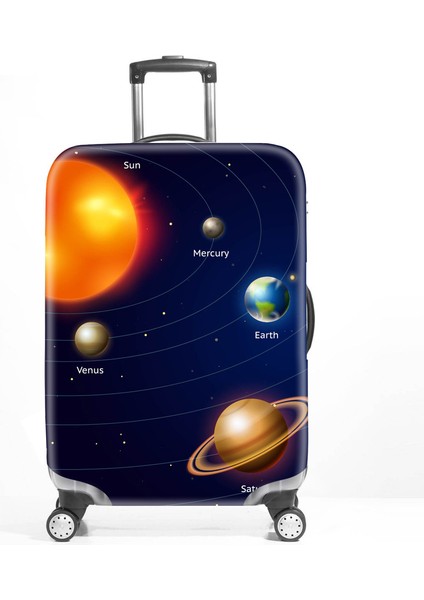 F Stili M Beden Yeni Uzay Seyahat Valizi Koruyucu Kılıf Toz Geçirmez ve Çizilmeye Dayanıklı Elastik Kutu Kapağı Kalın 3D Seyahat Çantası Toz Kapağı (Yurt Dışından)