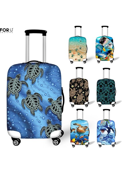QE262 Stili S Beden Forudesıgns Turkuaz Kabile Deniz Kaplumbağa Desenli Valiz Koruyucu Kapaklar Elastik Inç Bavul Seyahat Aksesuarları (Yurt Dışından) indirimleri